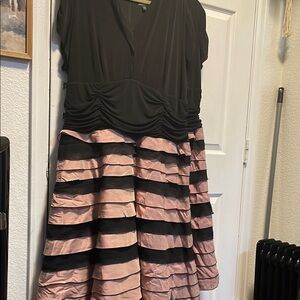 Elegant Black and Pink Striped Dress